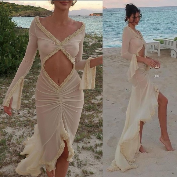 Helsa Hilma Gown Creme Beige NEW with tags Atelier Collection ASO Kendall Jenner - Picture 2 of 14